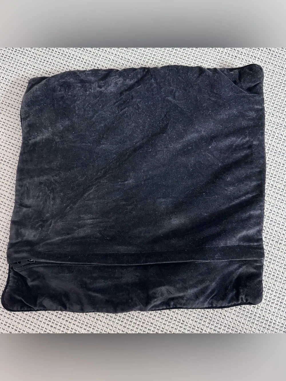 Vintage Lynn Haney Black Pug Wool & Velvet Needlepoint Dog Pillow Cover